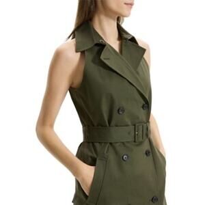 Theory Trench Military Green Coat Minidress Size 8 NWT